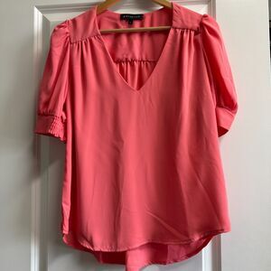 Gibsonlook Chiffon Work Blouse Top Coral XS
